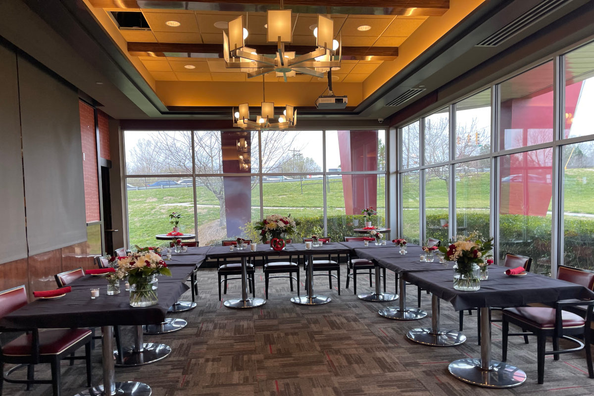 Interior, tables ready for guests